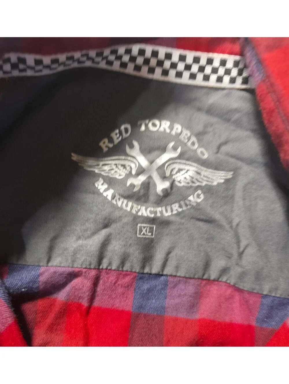 Red Torpedo Men's XL Red and Blue Plaid Button-Up Shirt